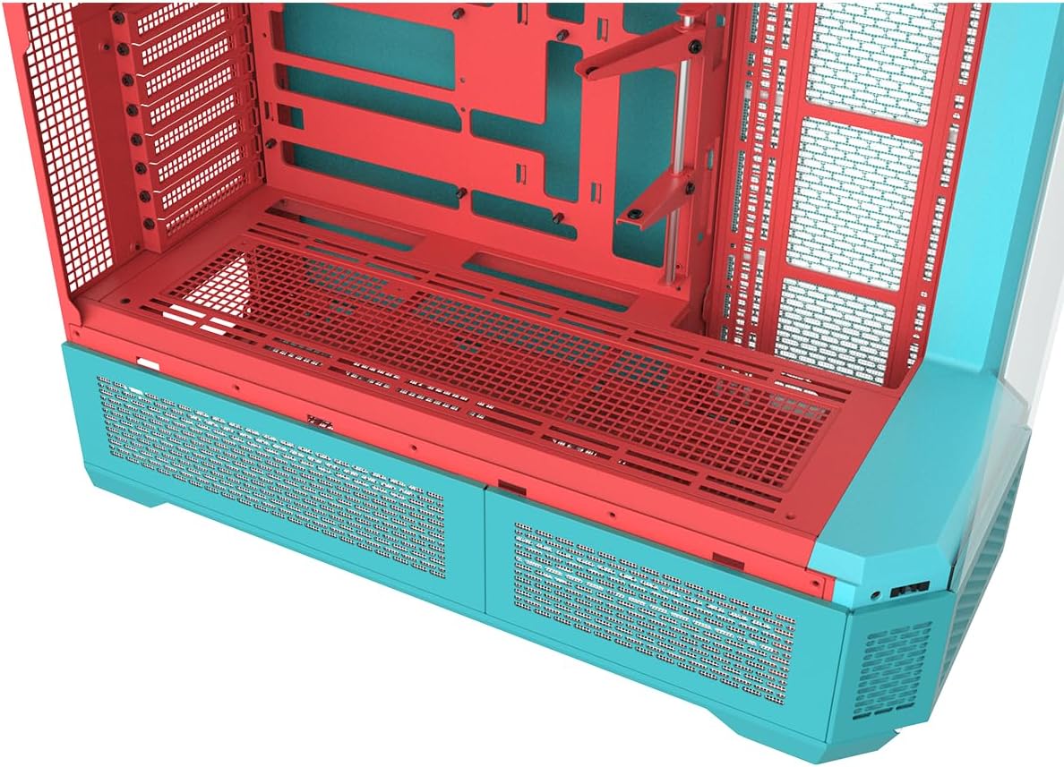 Thermaltake View 600 TG; Full Tower; 420mm Radiator Support; 480mm GPU Clearance; Hidden Connector Support; Rotatable PCIe Slots; 220mm PSU Clearance; Mint Strawberry; CA-11H-00FLWN-00