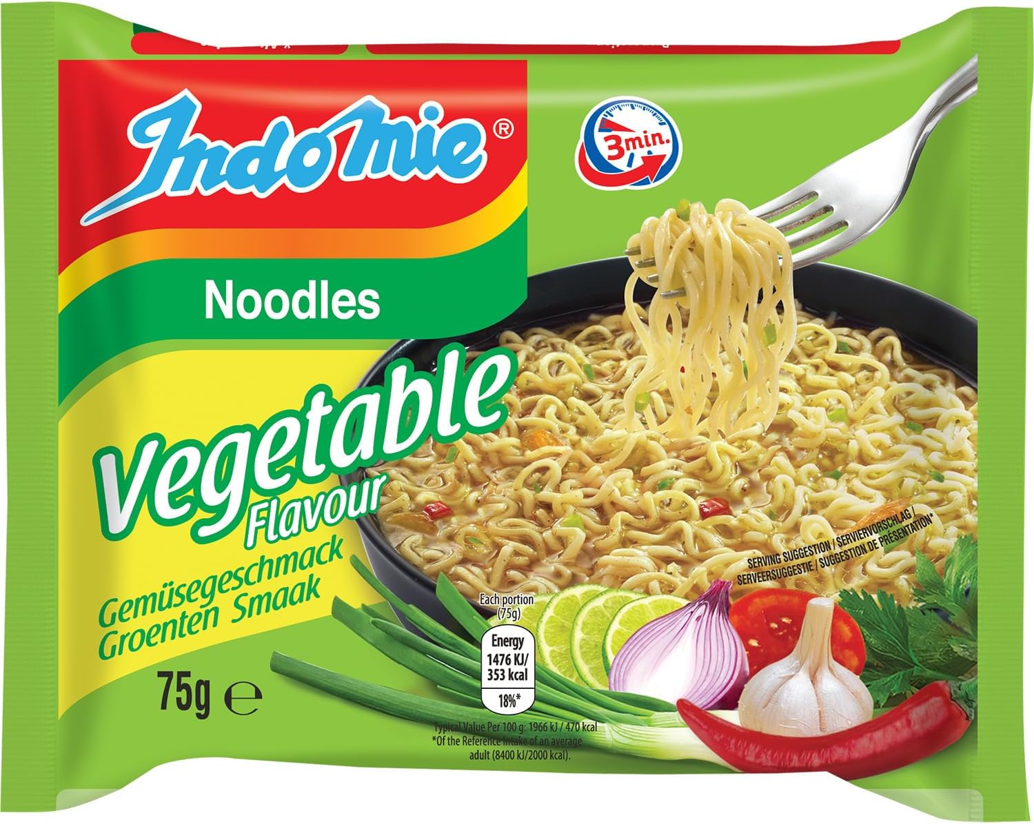Indomie Nouilles instantanées, légumes - 75 gr : Amazon.fr: Epicerie