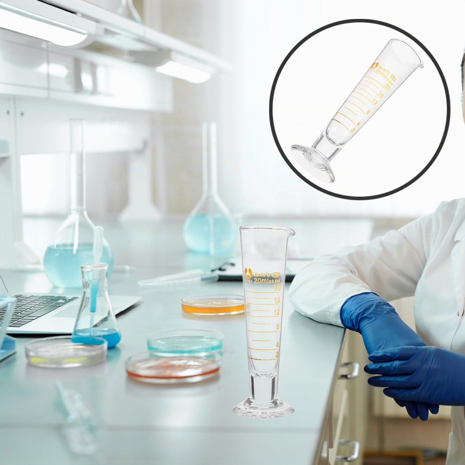 iplusmile Labor-Messbecher 20 Ml Borosilikatglas Dreieckiger Glasbecher Mit Sichtbaren Skalierungen Für Präzise Wissenschaftliche Messungen Und Laboranwendungen
