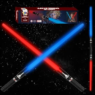 TOY Life 2-in-1 LED Light Up Saber, 2 Pack Expandable Toy Sabers with Sound Effects for Kids