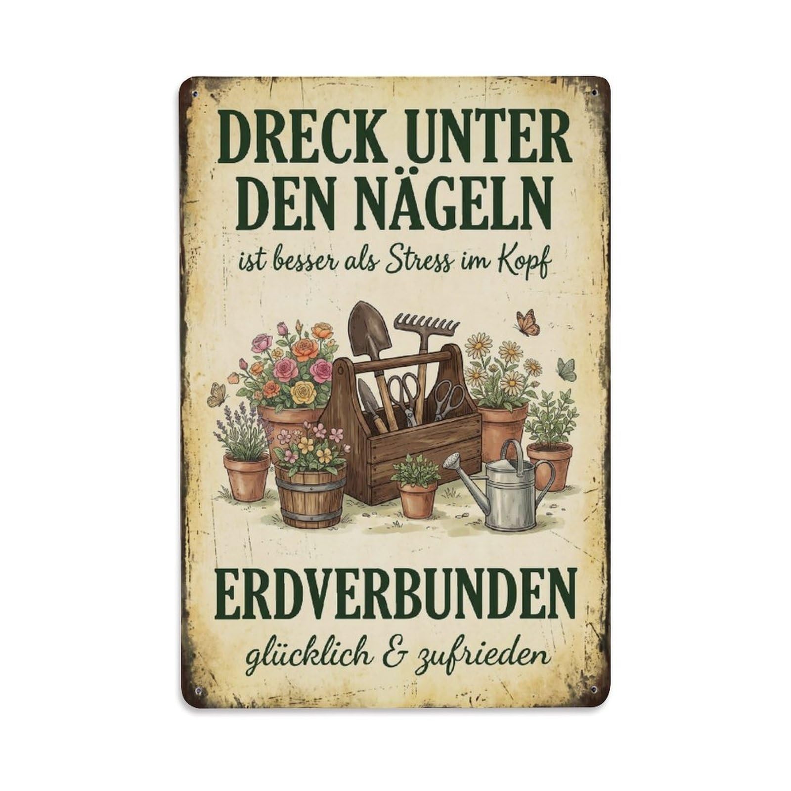 Vintage Funny Garden Dirt Therapy Rustic Gate Weathered Metal Tin Sign Plaque Wall Decor for Cafe, Club Bar, Office, Garden Metal Poster 8x12Inch