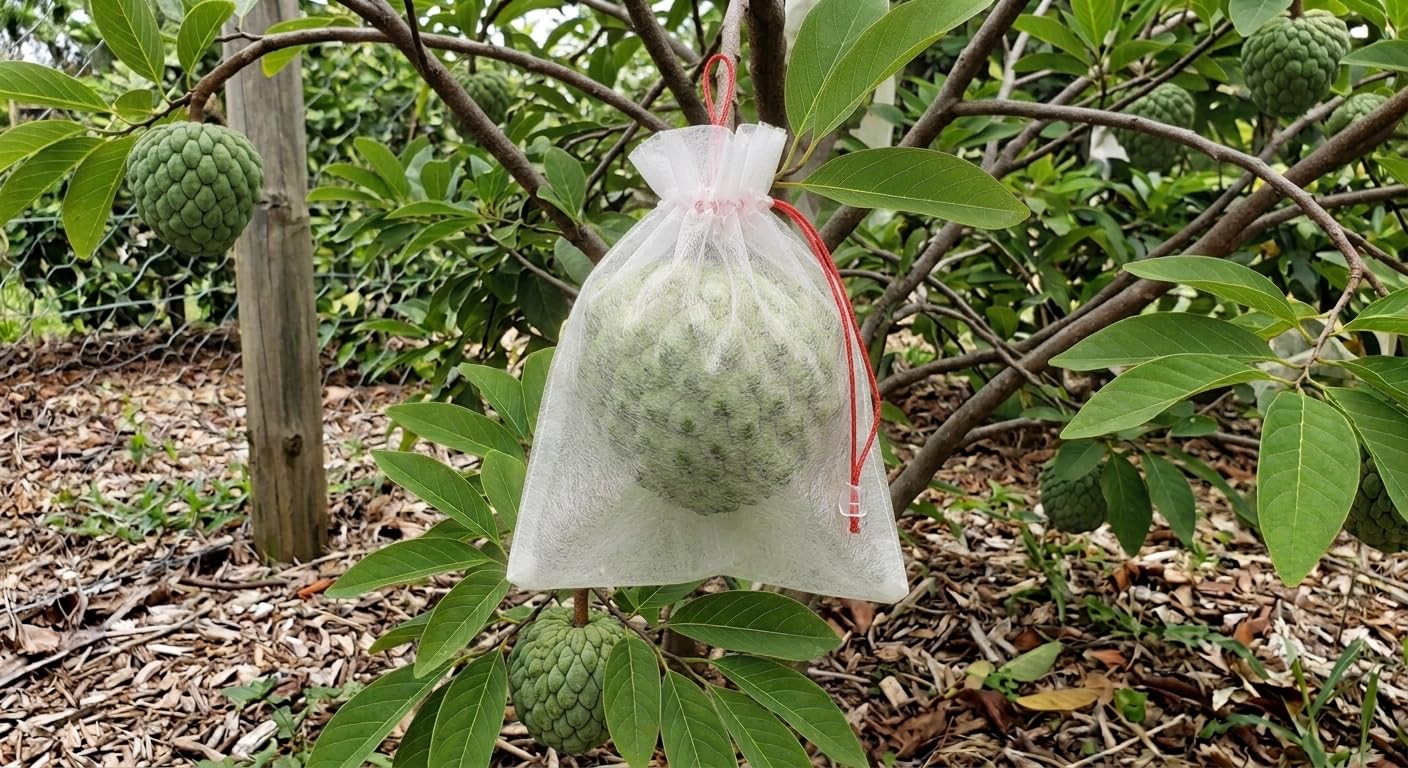 Non Woven Fruit Protection Bags 17 GSM UV Protected 200 Pack | 16.5 x 22.8 cm Size, Pest & Bird Guard, Drawstring Closure, Insect Protection, Mango Guava Apple-picture-18