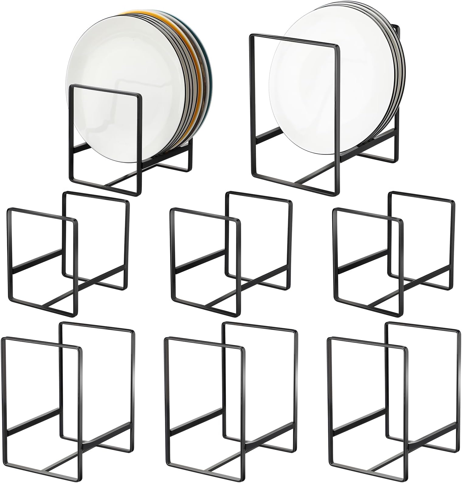 Skylety 8 Pcs Plate Holders Organizer Metal Dish Storage