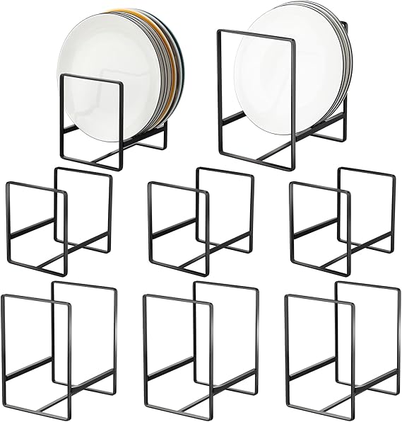 Skylety 8 Pcs Metal Plate Holders Organizer Upright Dish