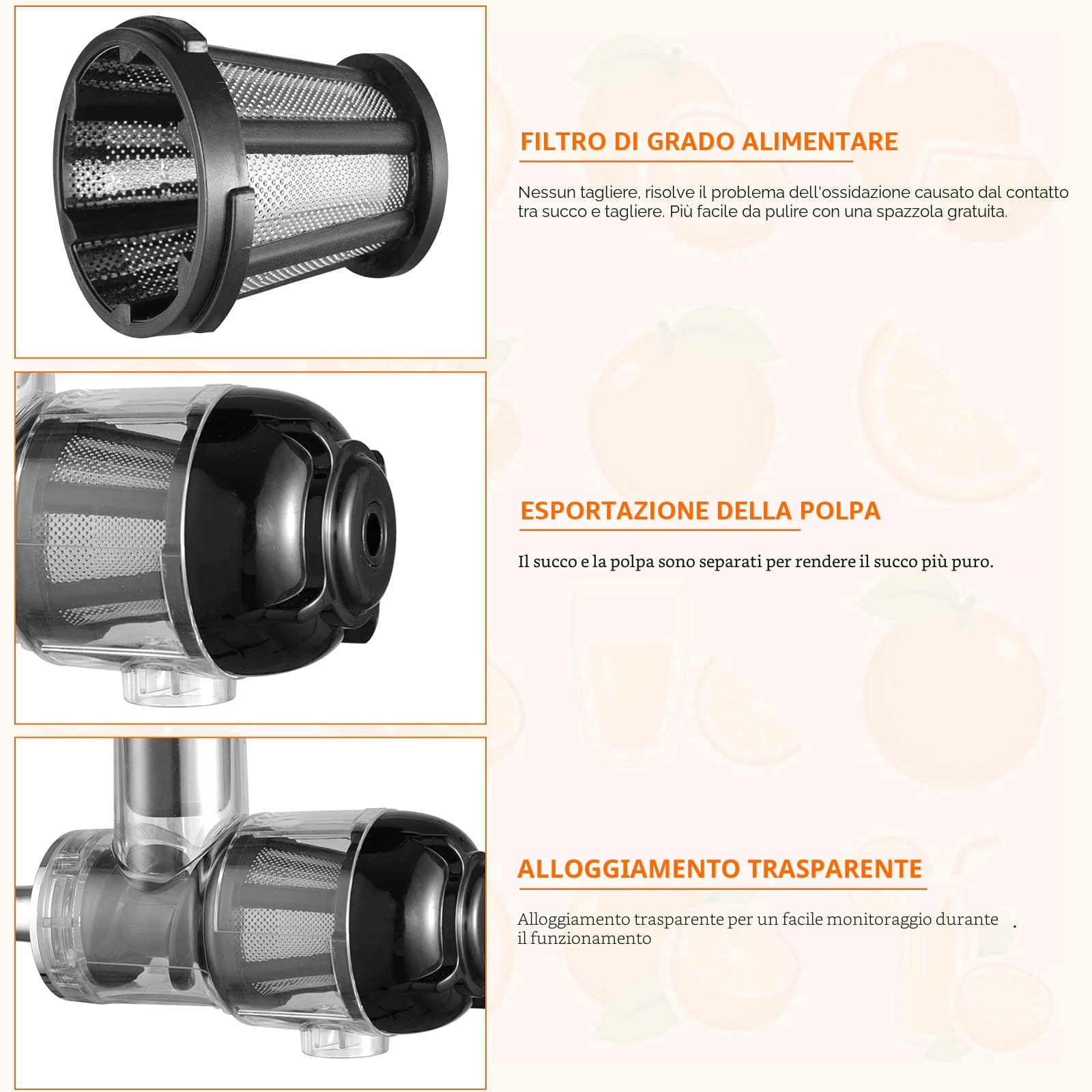 Gdrtwwh Estrattore di succo compatibile per KitchenAid, Estrattore di Frutta e Verdura,accessorio per spremiagrumi Slow Juicer