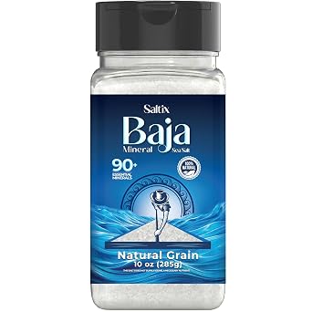 Saltix Baja Mineral Sea Salt Shaker, Natural Grain, 10 oz 285g, 200+ Servings 100% Natural & Unrefined, 90+ Trace Minerals, Electrolyte Supplement, for Seasoning, Baking & Everyday Use