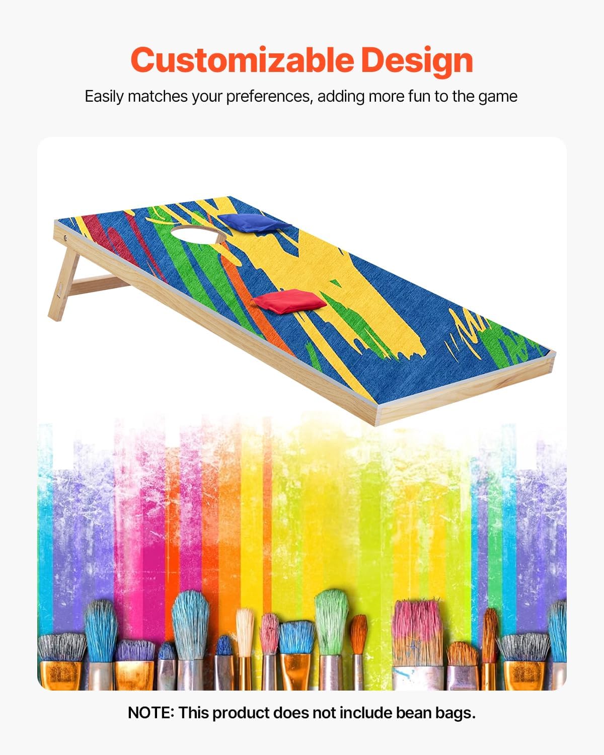 VEOVR Cornhole Set, Corn Hole Game Boards, Wood Portable Toss Board, Indoor and Outdoor Cornhole Play for Adults for Yard, Backyard, Beach, Camping (4x2 ft DIY)