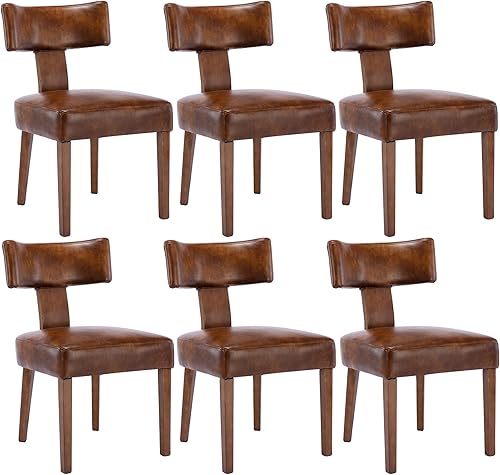 Miniatura 8 de Juego de 2 sillas de comedor modernas, cómodas sillas laterales tapizadas con patas de madera, sillas de comedor de tela de lino con respaldo