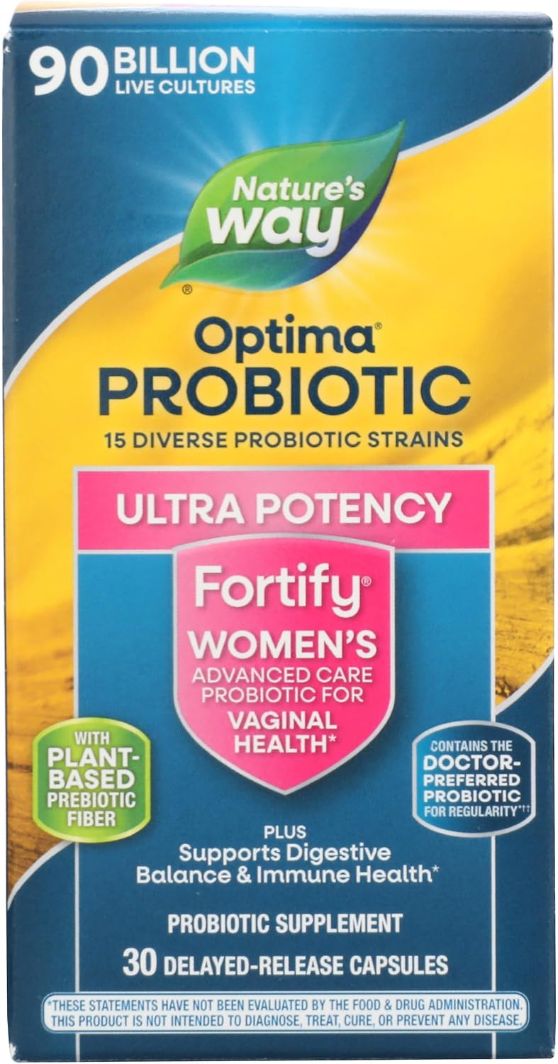 Nature's Way Fortify Optima Womens Daily Probiotic, 90 Billion, 15 Strains, Prebiotic, 30 Capsules