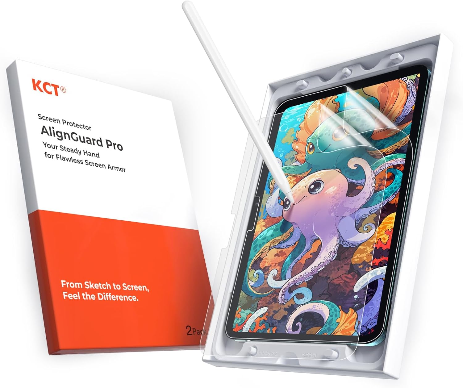 KCT 2 Pack Paperfeel Screen Protector for iPad Pro 13 inch (M5 2025 / M4 2024) with AlignGuard Pro Tray, Write as Real Paper, High Sensitivity, Anti Glare