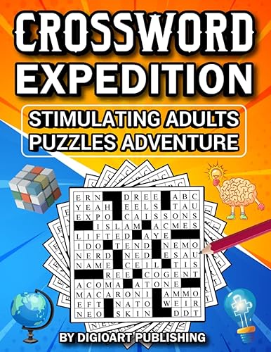 Crossword Expeditions Crossword Puzzle Book For Adults 80 Challenging CrossWord Puzzles with Answers Relaxing Activity Word Puzzle Book for Adults