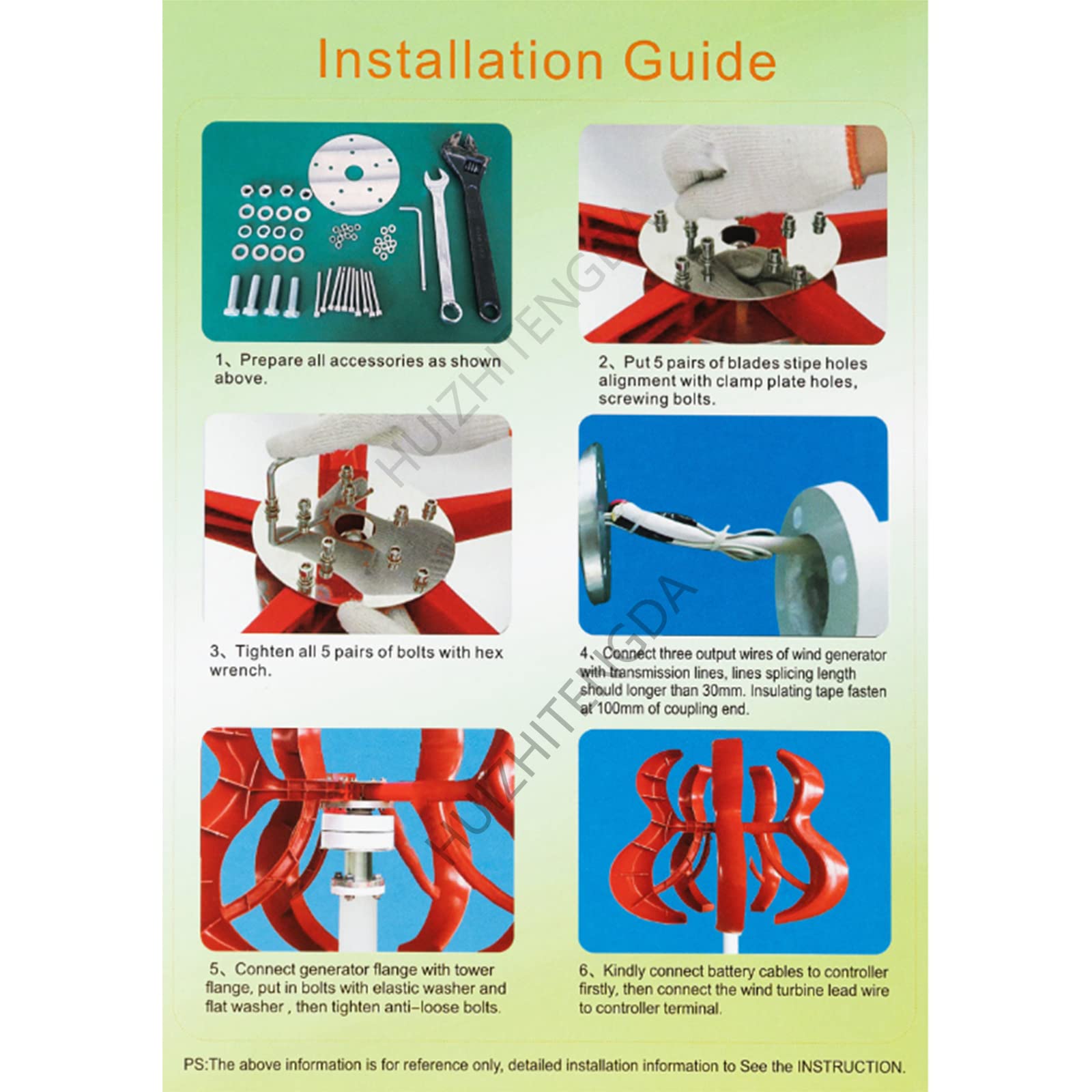 Generatore di Turbine Eoliche da 200W 12V 24V, Generatore di Turbina A Magneti Permanente Verticale Rosso con Controller MPPT per Giardini da Esterno (5 Lame)