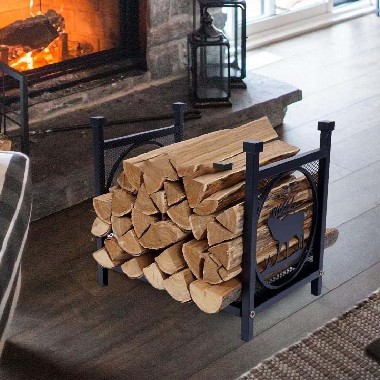 aufbewahrung holz kamin Brennholz-Rack-Ständer, Eisenholz-Lagerung für Kamine, strapazierfähige Holz-Aufbewahrungsbox für Feuerstellen-Ofen-Zubehör für Kamin-Terrasse mit Elch-Design (Size : 47x32x43cm/18.5x12.5x17in) Baumarkt Klaviyo reviews SILMU Aufbewahrungshaken, 64 Zoll Garage-Organizer Größe:DIN A4. Ordner