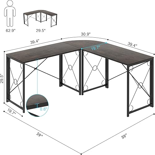 Miniatura 3 de VECELO Escritorio plegable para computadora de 39.4 pulgadas, mesa simple para computadora portátil, estación de trabajo para leer y escribir, no