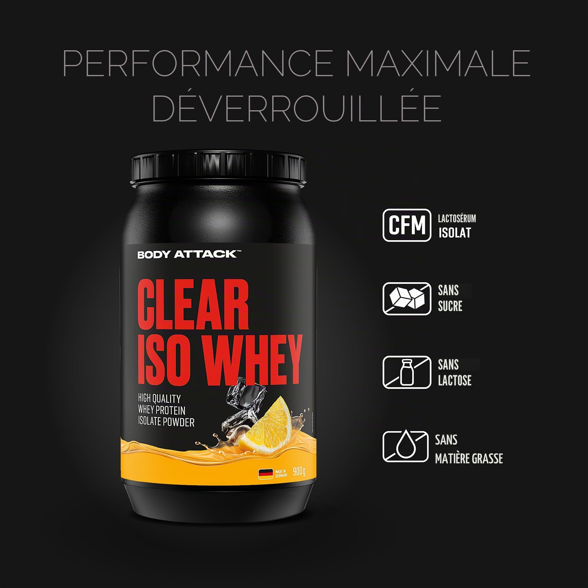 Body Attack Nutrition | Clear Iso Whey (900g) | Clear whey | Rafraîchissante et ultra protéinée - Cerise