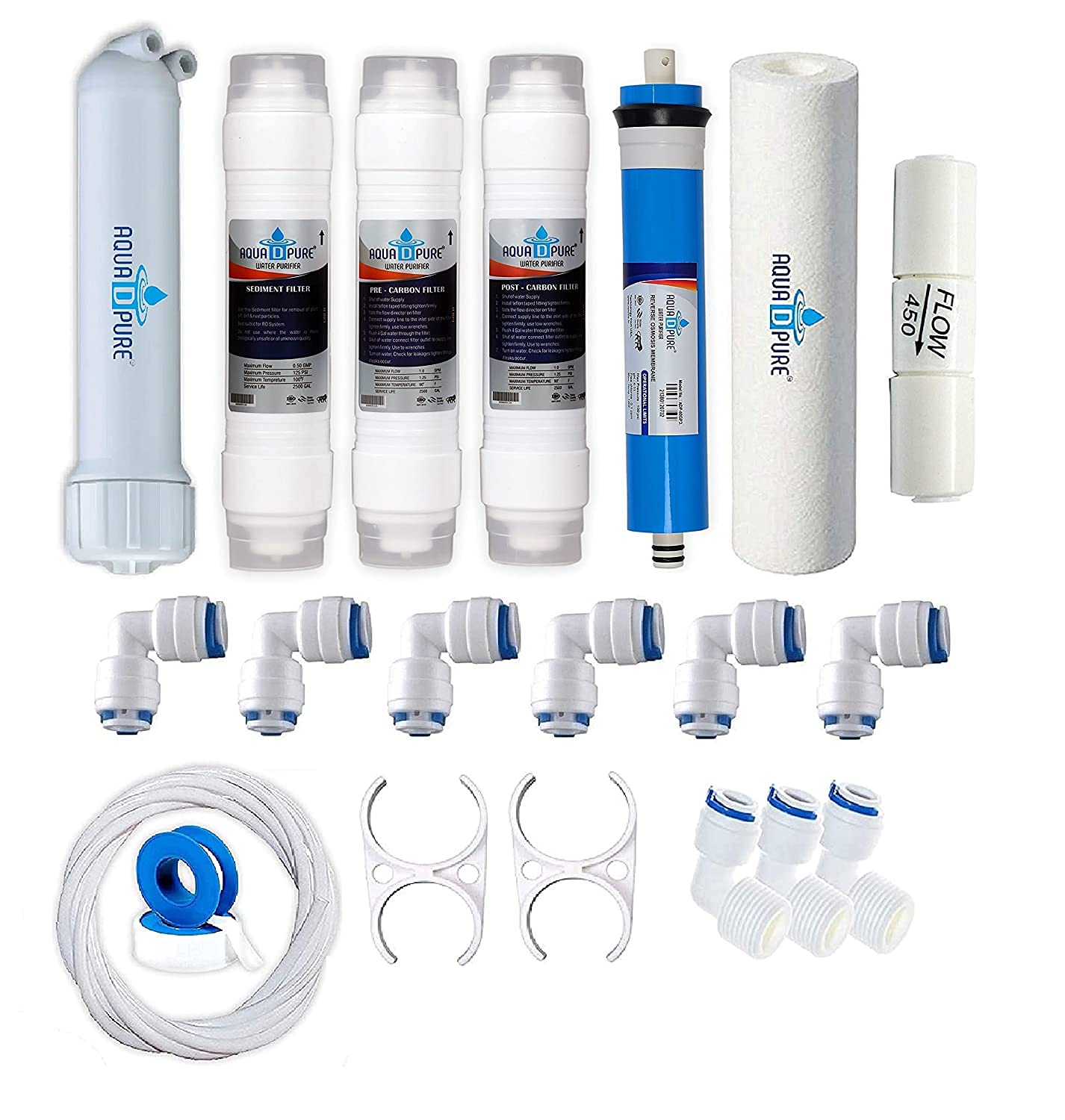 AQUA D PURE Service Kit RO Membrane Housing Suitable for All Type of Water Purifier (03 Inline RO Kit with X Clamp)