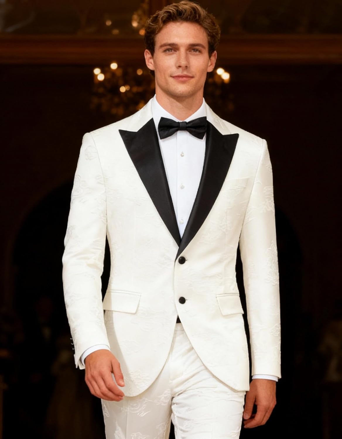 MOGU Men's Wedding Suit 2-Piece Slim Fit Suit Regular Single Breasted Peak Lapel Tuxedo Set for Formal Prom Party Banquet - Image 2