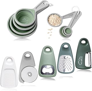 Kitchen Gadgets Set 13 Piece, Space Saving Cooking Tools Includes Collapsible Measuring Cups Measuring Spoons and Stackable Kitchen Gadgets for Small Space, RV Essentials Camper Accessories