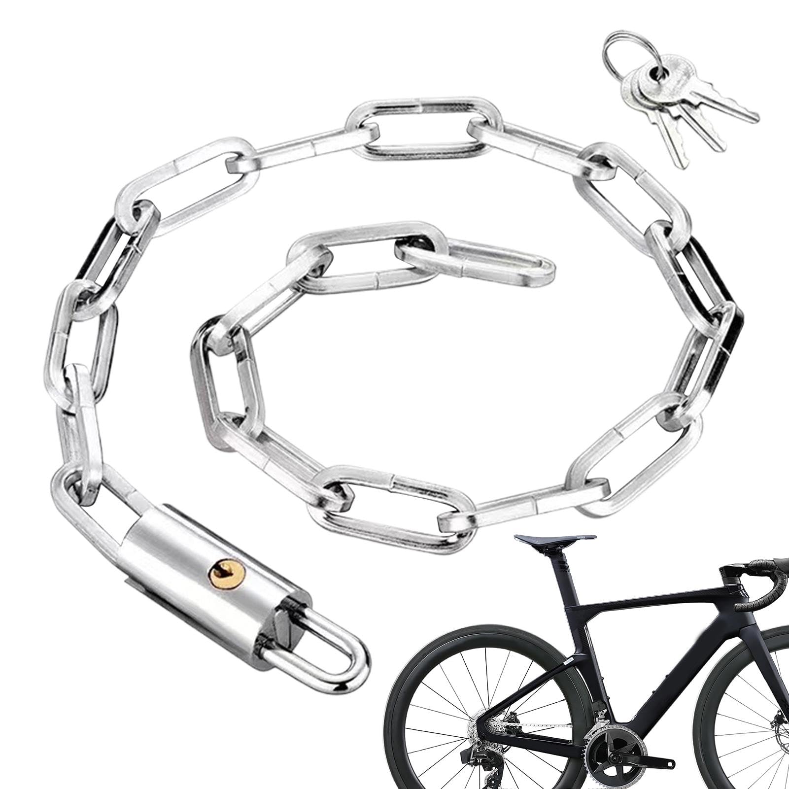 Bike Chain Lock - Anti-Theft Chain Lock | Security Chain Lock | Anti-Theft Steel Bike Lock Chain Lock with Keys | Extra Long Security Chain Thick Heavy Duty Bike Accessories for Gate
