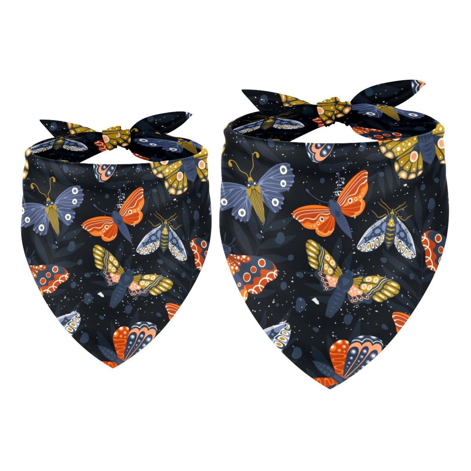 Paquete de 2 pañuelos para perro, polillas y mariposas, insectos, niñas, niños, mascotas, baberos para perro, pañuelo, pañuelo, pañuelo, pañuelo, accesorios para perros pequeños, medianos y grandes,