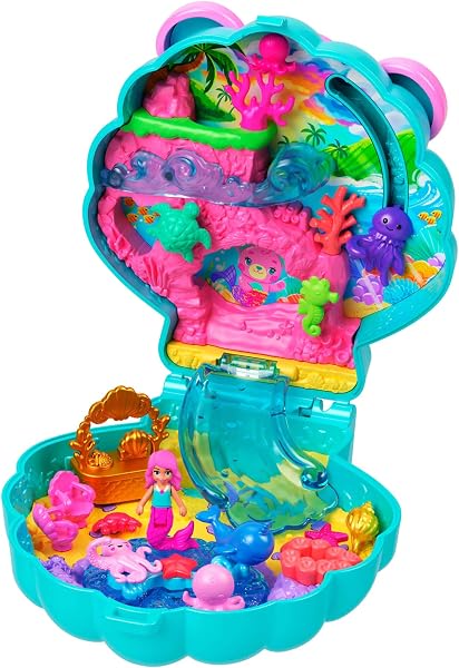 Polly Pocket JCB16 Glitter Island Travel Toy Set with 1 Mermaid Mini Figurine, Aquatic Animals and Themed Accessories - 4
