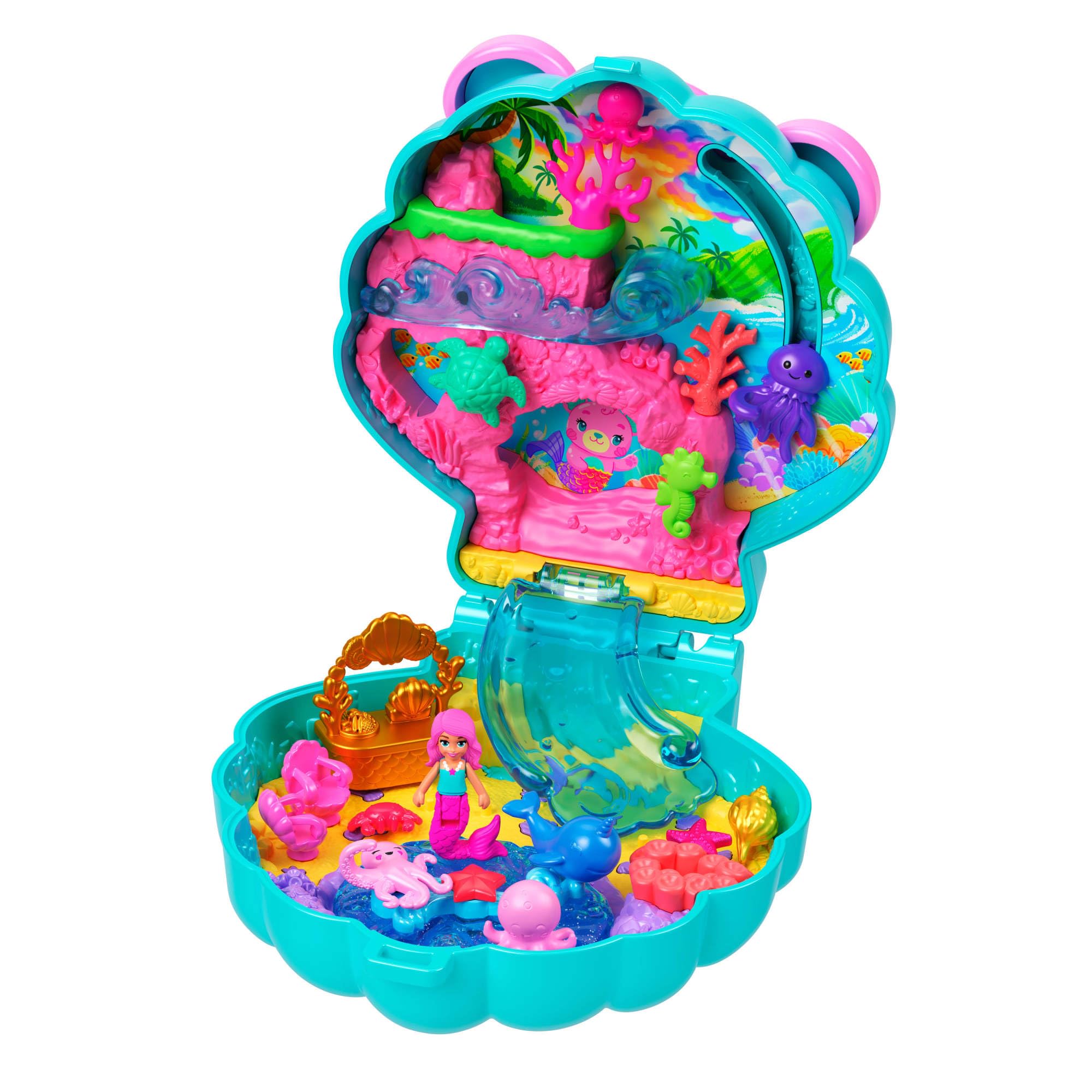 Polly Pocket JCB16 Glitter Island Travel Toy Set with 1 Mermaid Mini Figurine, Aquatic Animals and Themed Accessories - 4
