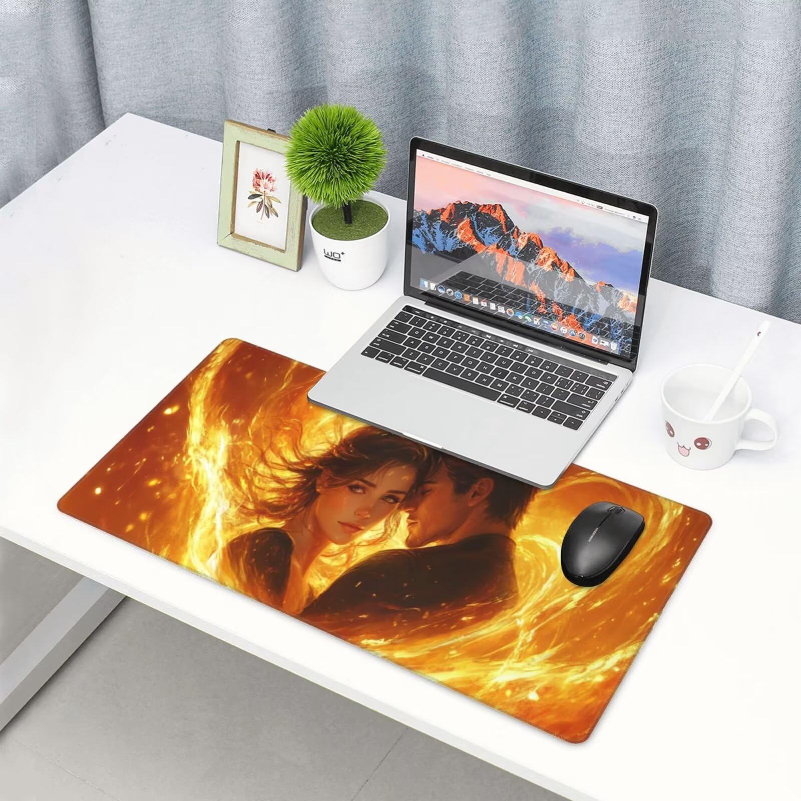 Żółta podkładka pod mysz XXL Para na biurko 1600 x 800 x 3 mm zmywalna podkładka do gier na laptopa, z antypoślizgową gumową podstawą do gier, PC, pracowników biurowych Y643