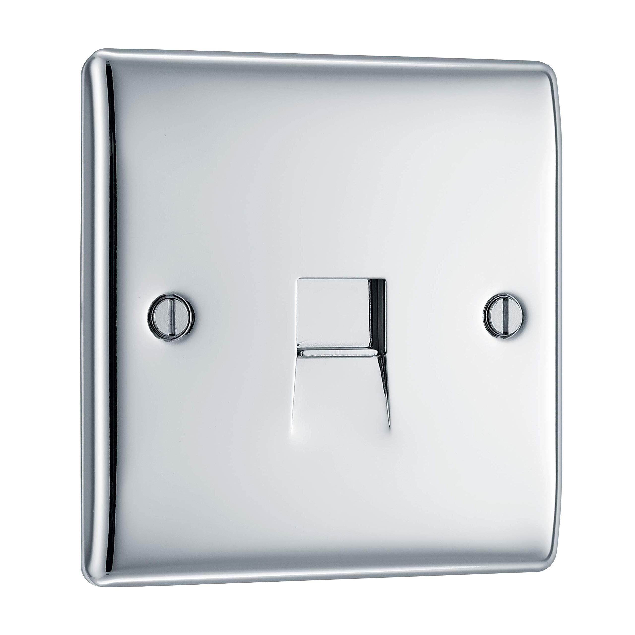 British General BG Electrical Single Master Primary Telephone Socket, Raised Profile, Round Edges, Nexus Metal, Polished Chrome, NPCBTM1