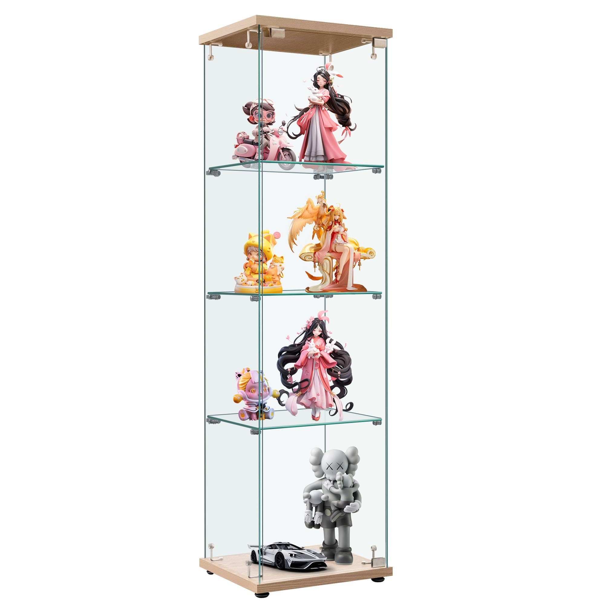 Amazon.co.jp: ガラスディスプレイキャビネット 3段/4段 強化ガラス