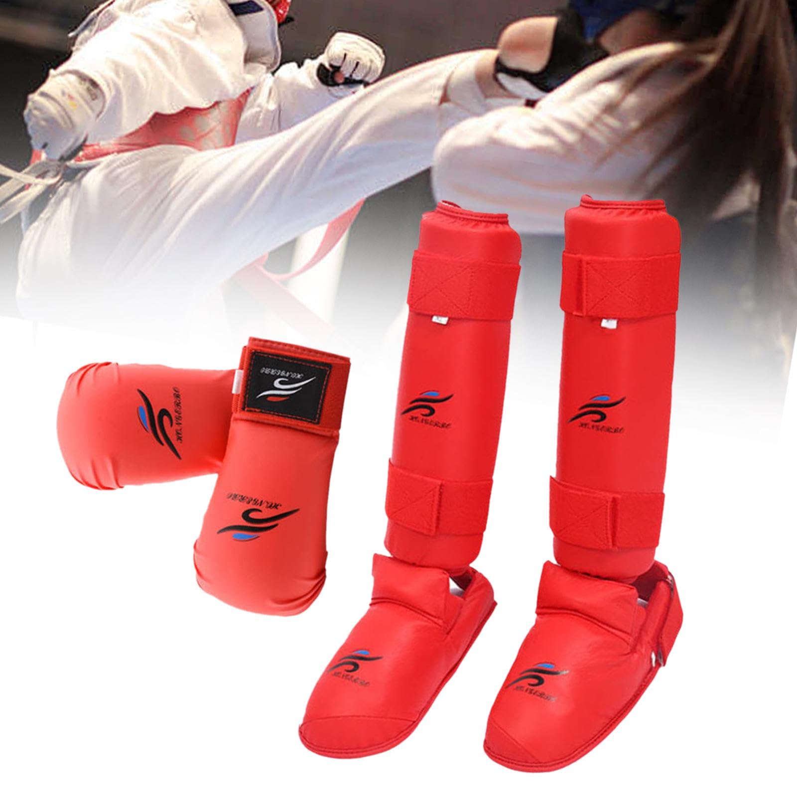 Baoblaze Guantoni da Boxe, parastinchi con Calzature, Set di Attrezzi per Lo Sparring di Karate, Guanti da Sparring, per Lo Sparring di Muay Thai