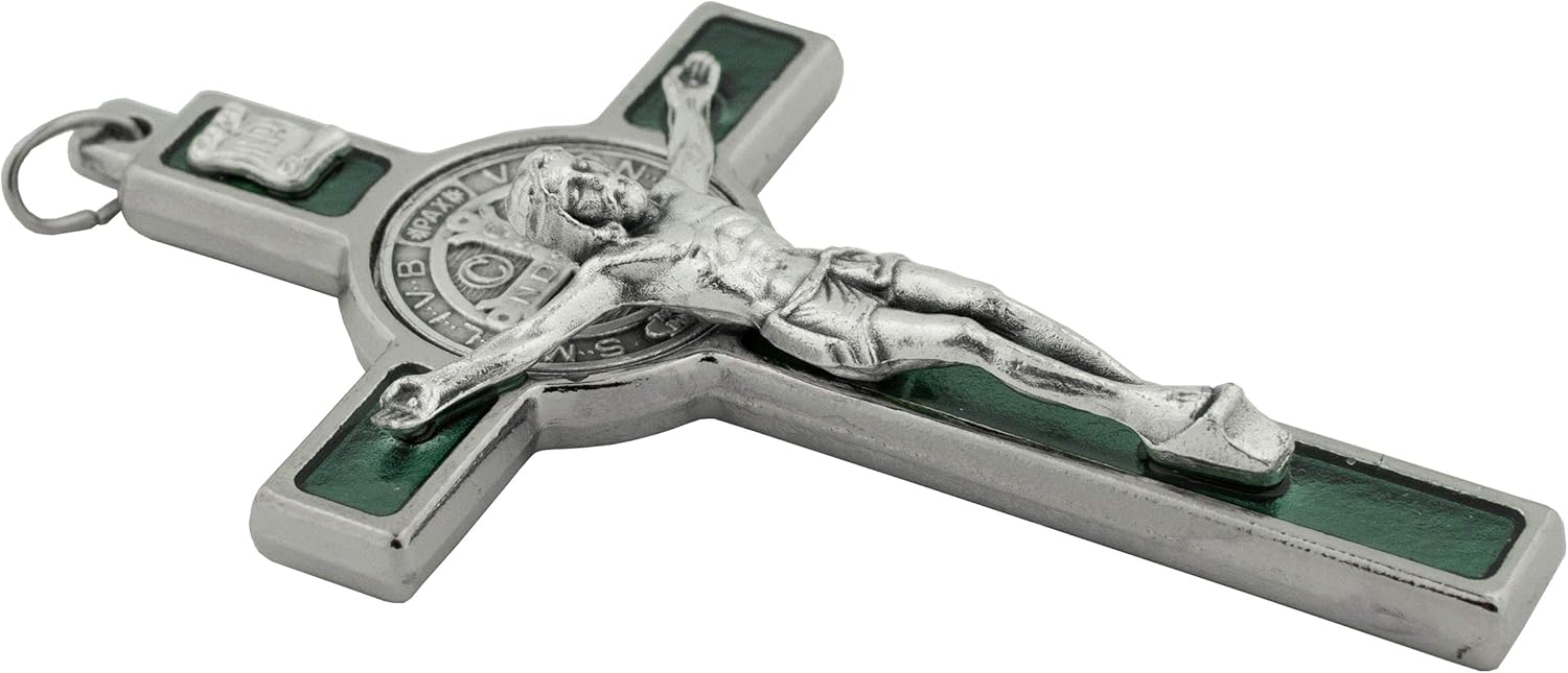 Miniatura 2 de Medalla de San Benito Crucifijo colgante de 3.0in Santo patrón de los estudiantes y Europa adición perfecta a un collar o rosario Gran regalo