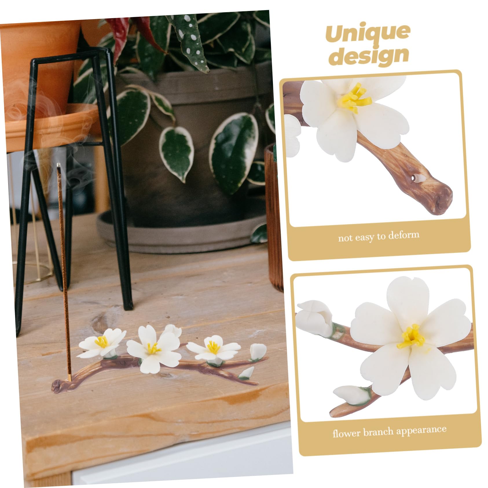 Cabilock 4stücke Handgefertigter Keramischer Räucherstäbchenhalter Blumenast-Form Für Meditation Aromatherapie Und Stilvolle Raumdekoration
