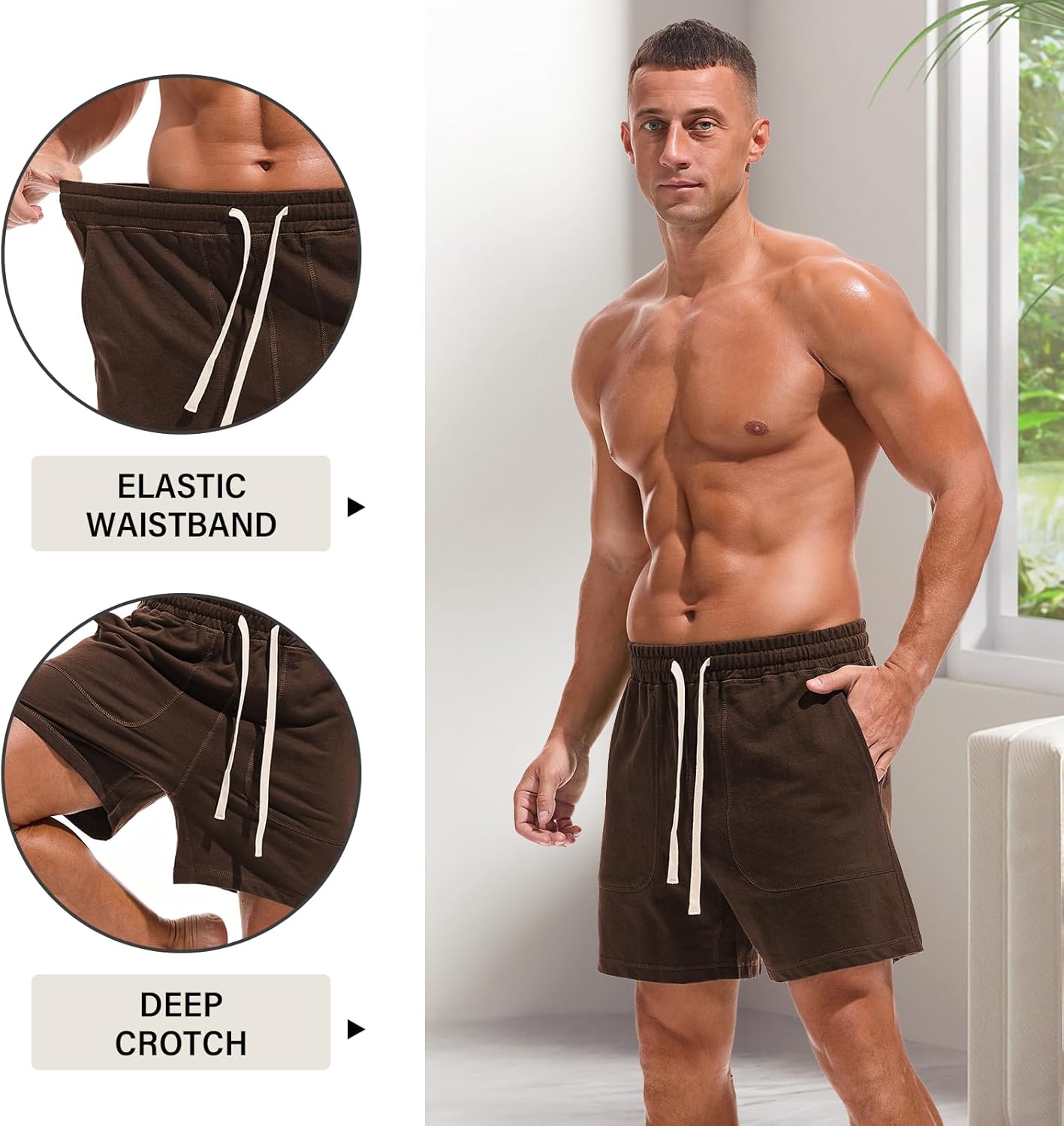 AMY COULEE Mens Casual Sweat Shorts 5 inch Loose Fit Cotton Workout Shorts with Pockets - Image 2