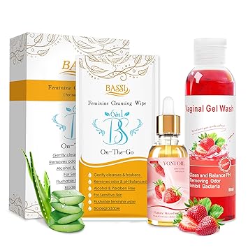 Feminine Wash & Feminine Hygiene Wipes & Yoni Oil, 20 Counts Flushable Individually Wrapped Cleansing, Ph Balance Remove Odor Moisturizing, 1 Fl.Oz Feminine Oil & 5.07 Fl.Oz Yoni Wash