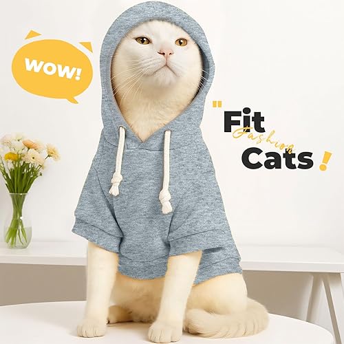 Miniatura 10 de PETCARE Sudaderas con capucha para perros pequeños, suéter amarillo cálido de forro polar suave con bolsillo, suéteres de invierno para cachorros y