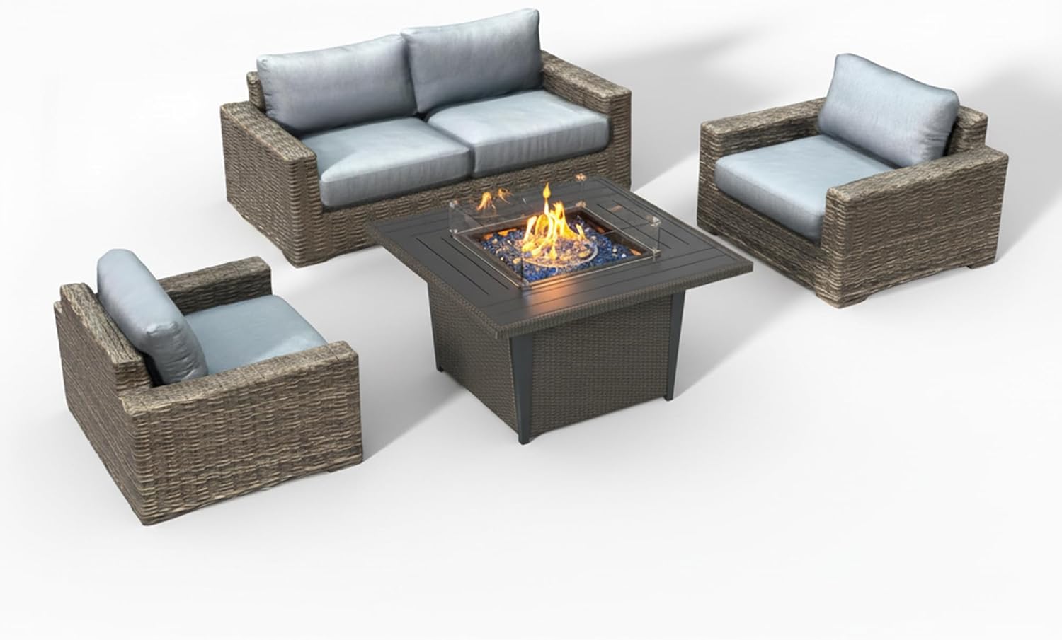 Kinger Home Ethan 4-Piece Outdoor Patio Furniture Set with 42-Inch - B0F9S58N8N