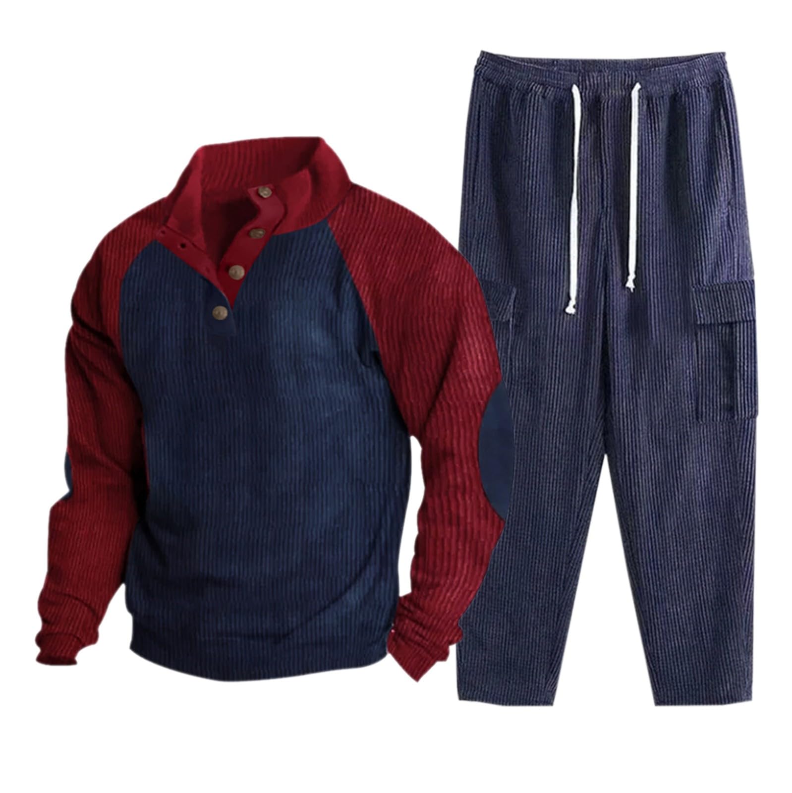 Uomo Inverno Caldo Set Tuta Velluto A Costine Felpa & Pantaloni