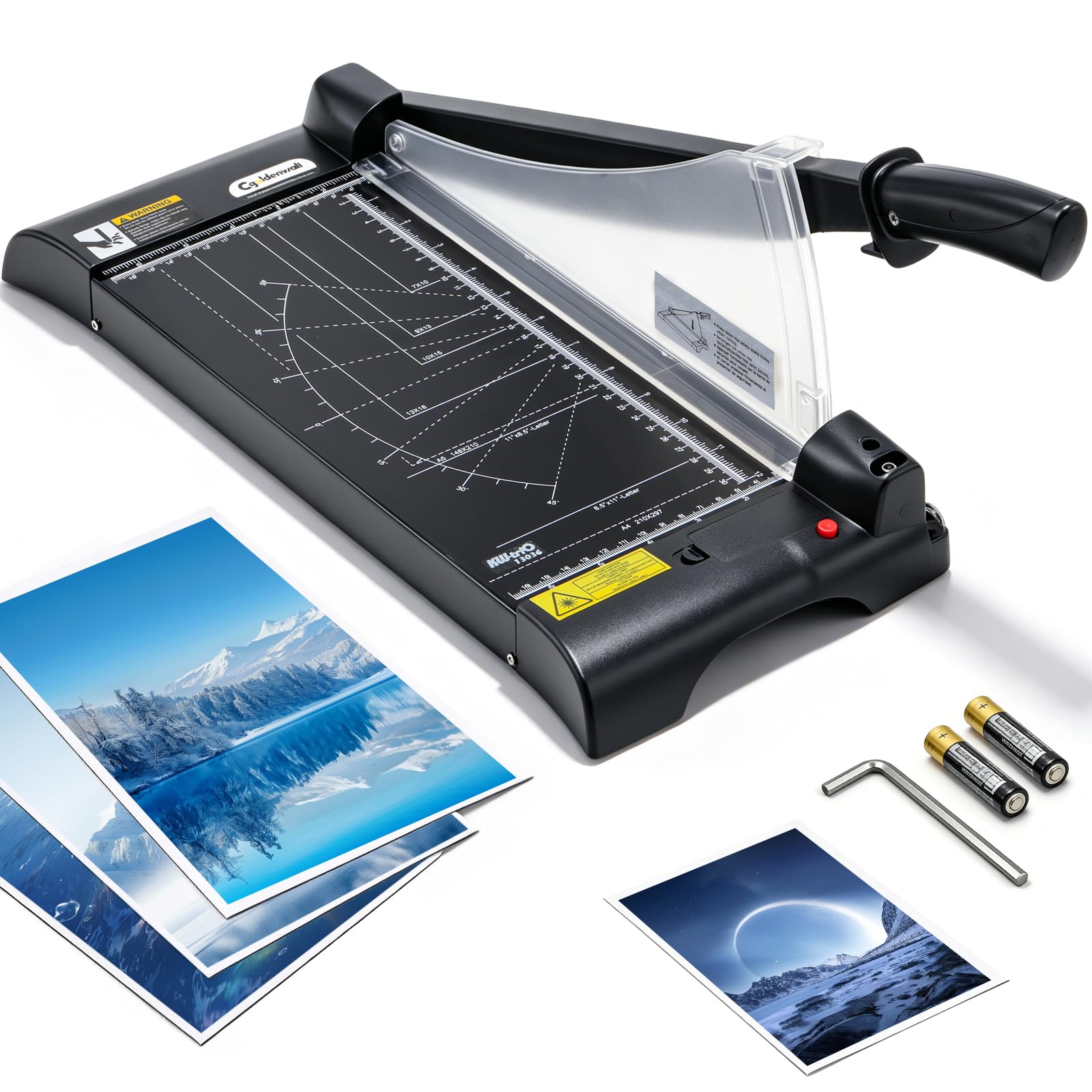 CGOLDENWALL Guillotina Industrial A3 con Posicionamiento Láser, Capacidad 10 Hojas A3-A6 Cortador de Papel de Alta Precisión con Protección para Papel/Fotos/Cartulina (A3)