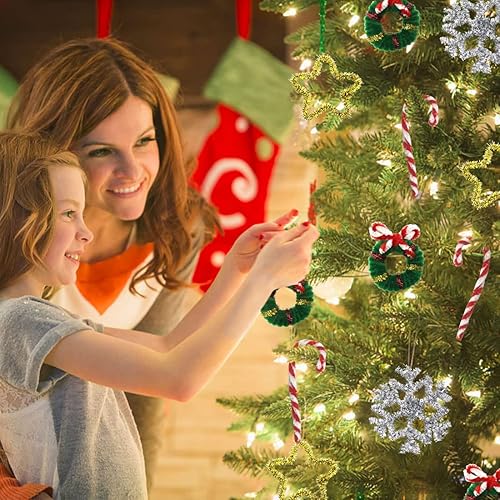 Miniatura 7 de CH HAICHENG Juego de 500 limpiadores de pipas de Navidad, incluye 200 limpiadores de tubos, 200 pompones, 100 piezas de ojos de googly