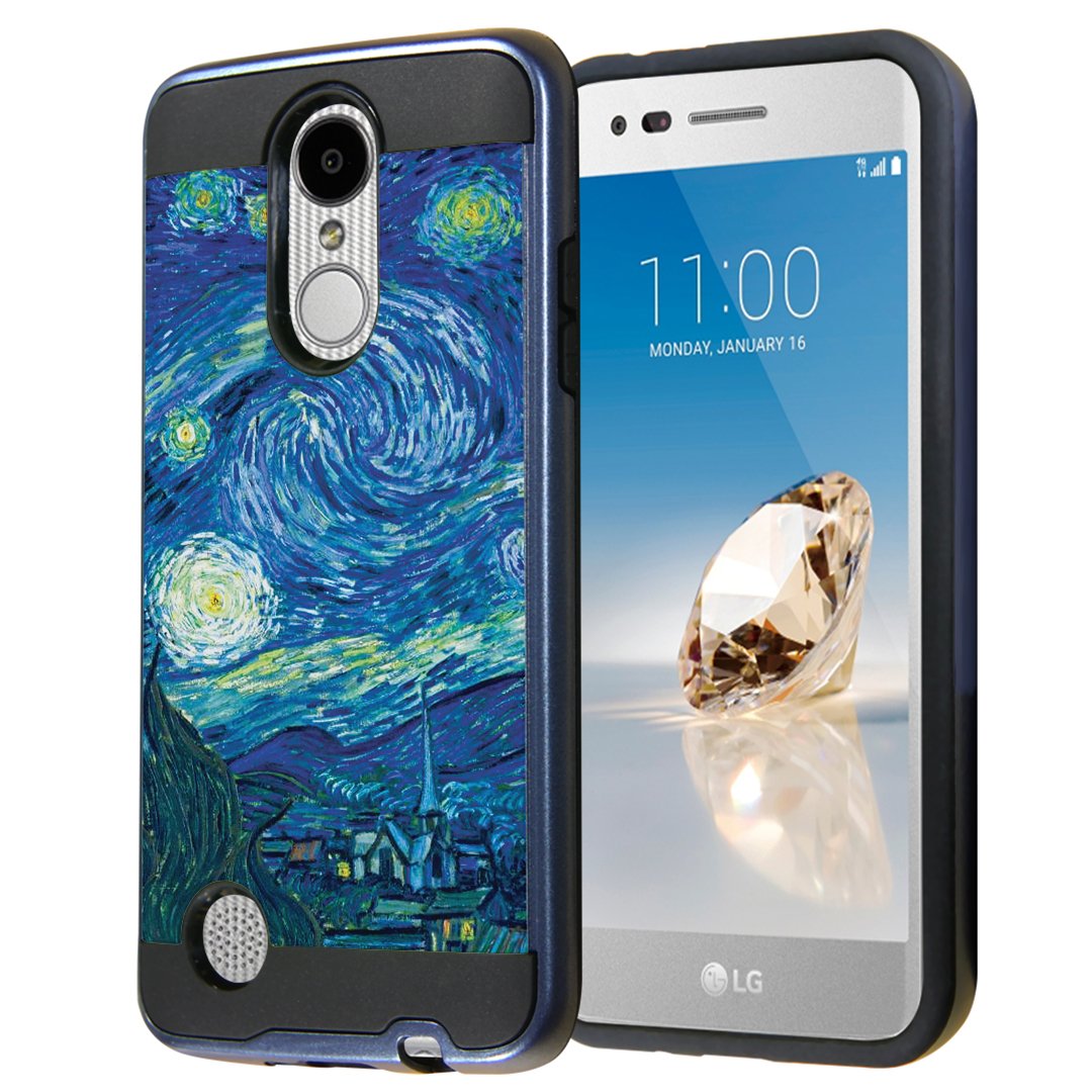 Capsule Case for LG Aristo, Fortune, Phoenix 3 [Cute Dual Layer Heavy Duty Slim Protection Tough Case Black Blue] for LG Aristo, K4 2017, K8 2017 - (Starry Night)