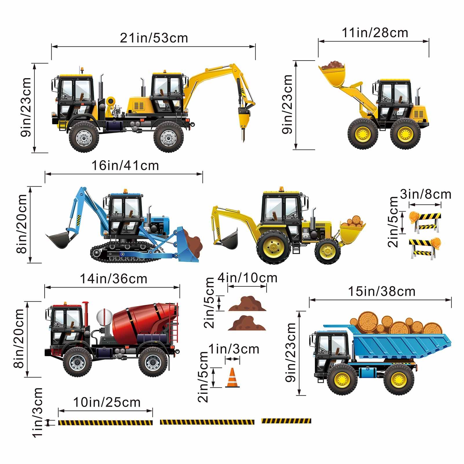 Car Wall Stickers for Kids Boys: Peel and Stick Construction Vehicle Truck Tractor Wall Decals - Image 2