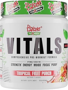 Psycho Pharma Vitals Pre-Workout | Daily Driver Performance Formula | Energy, Focus, Mood & Pump Support | Alpha-GPC, DLPA, Citrulline & Betaine | One Scoop Daily, Two Scoops to Push. 30 Servings