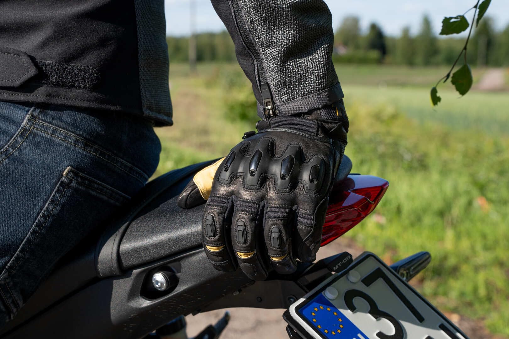 Flon Rękawice motocyklowe, czarny/żółty, 13