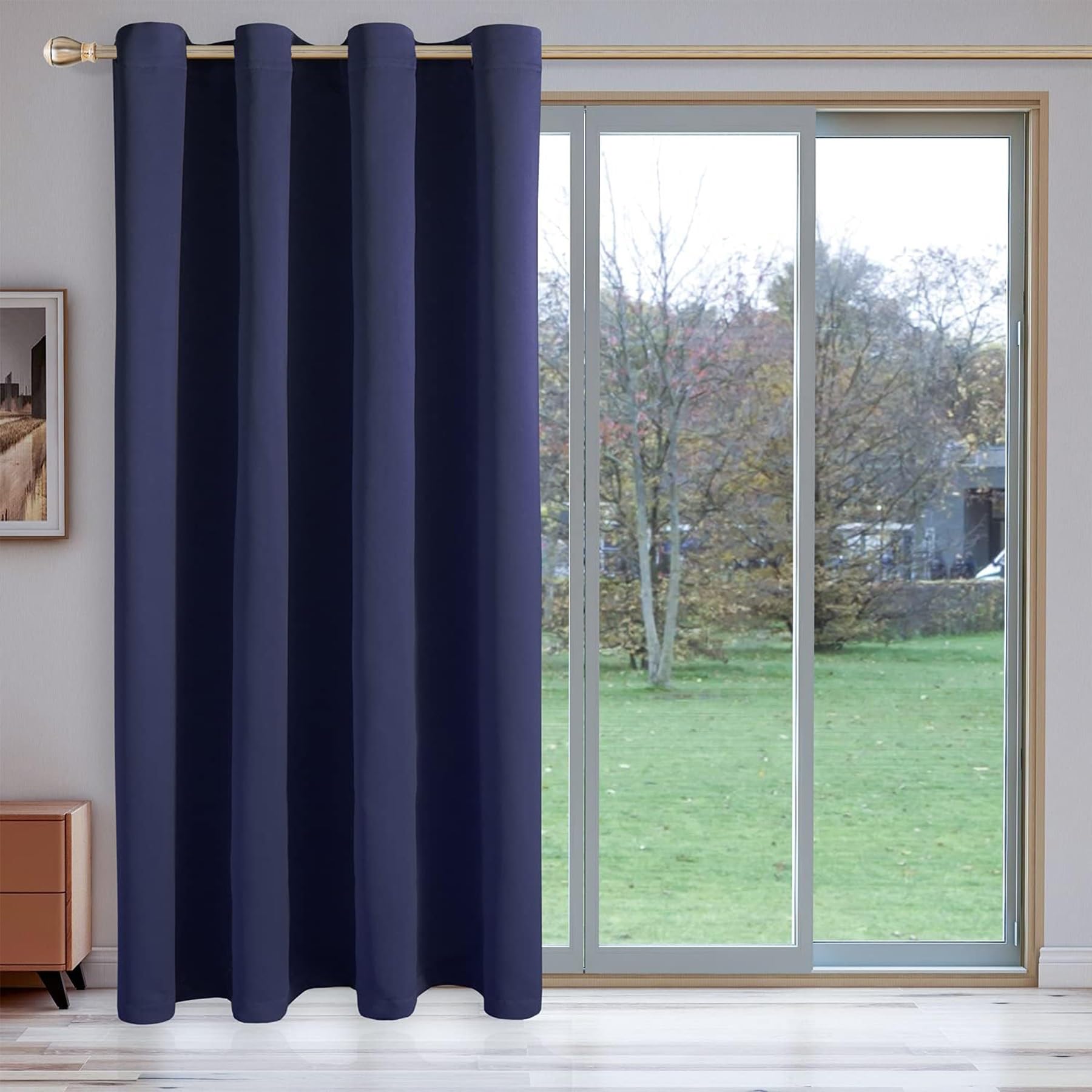 Moderner geräuschreduzierender Vorhang mit U-Band für Schiene, 50 x 100 cm, waschbar, Raumteiler, Verdunkelungsvorhänge für Wohnzimmer, Blau