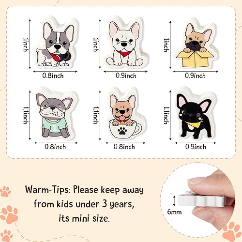 Miniatura 3 de ANGOLIO 60 mini borradores de bulldog francés a granel lindos animales para niños, rompecabezas de escritorio 3D, borradores de mascotas para