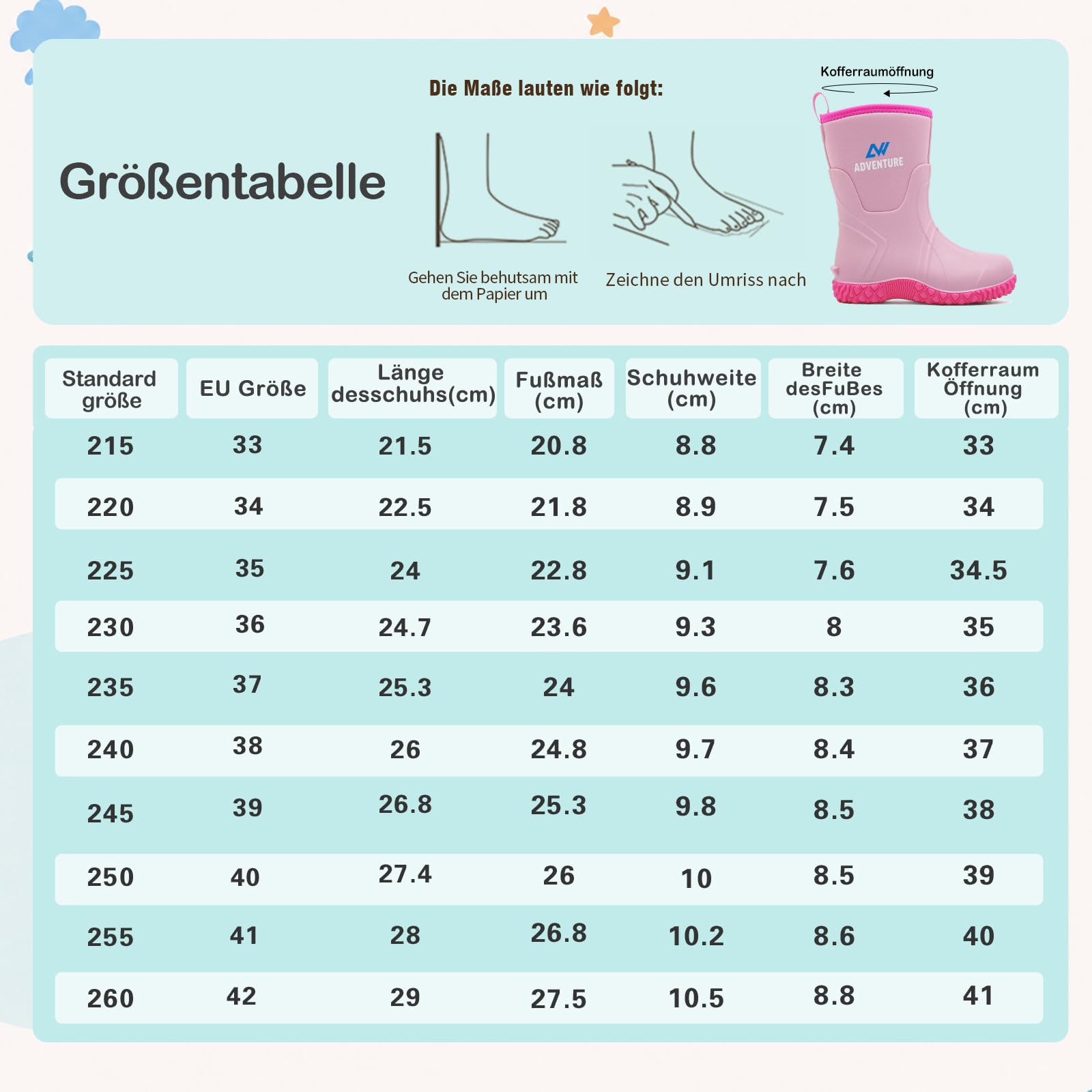 Stivali Pioggia Bambino, Stivaletti Gomma Impermeabile Antiscivolo, Leggeri | Stivaletti Bambina Scarpe Bambini da Acqua, Suola Aderente, Altezza Polpaccio, Calzature per Esterno, Facili da Pulire