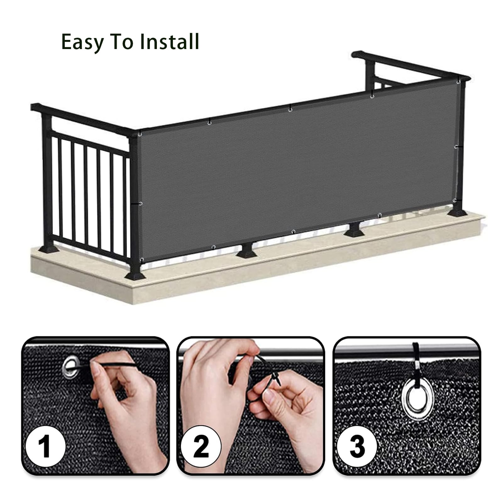 Ekran Ogrodzenia 160 x 260 cm Ochrona Przed Wiatrem I Promieniowaniem UV Siatki Ochronne Odporne Na Rozdarcie Do Balustrad W Mieszkaniu, Ogrodu, Kolor kremowy