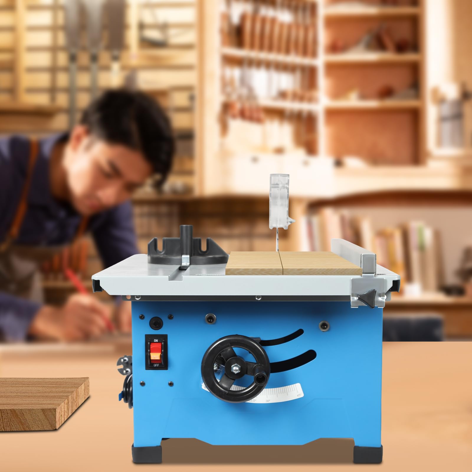 Sierra circular de mesa, ángulo de 1400 W, 220 V, sierra de mesa ajustable, altura de corte de 36 mm, 4200 r/min sierras de mesa para uso doméstico, trabajos personales de bricolaje o carpintería