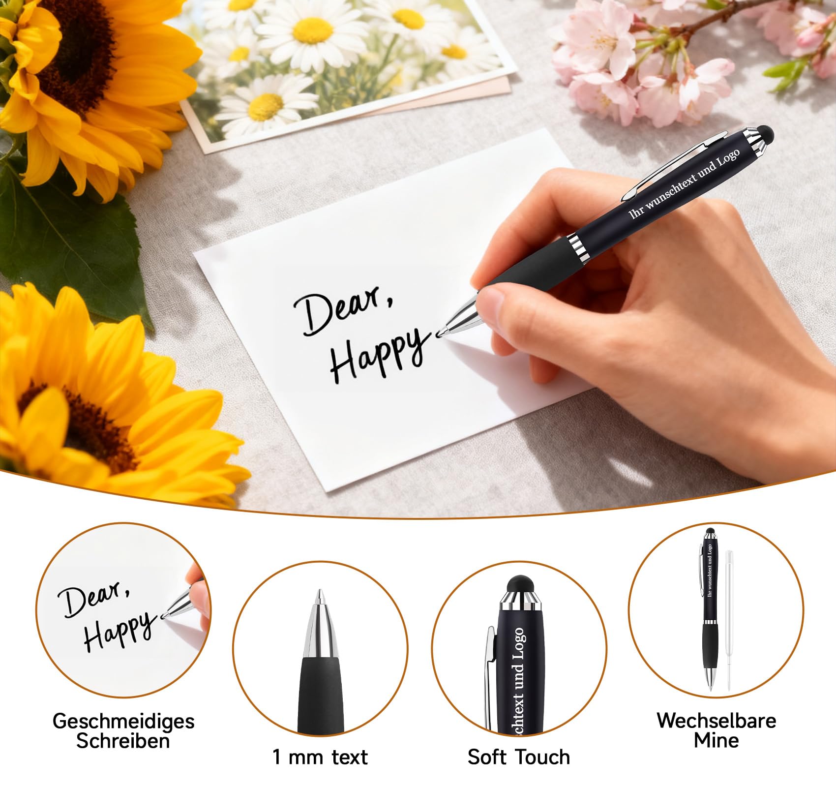 Homewit 10–1000 STK Kugelschreiber Personalisiert mit Gravur,Touchpen,300