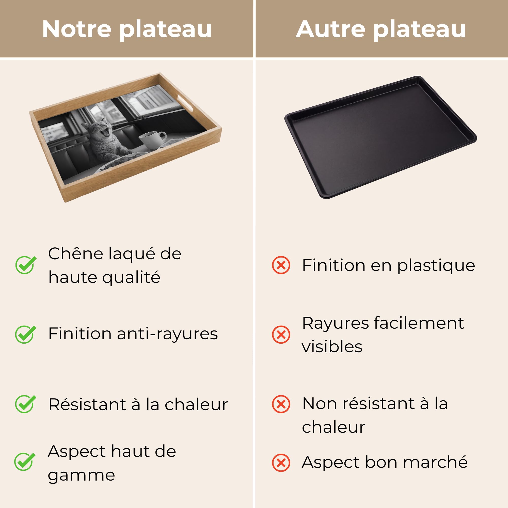 Plateau Bois Plateaux Service Decoratif Table Dejeuner Résistant